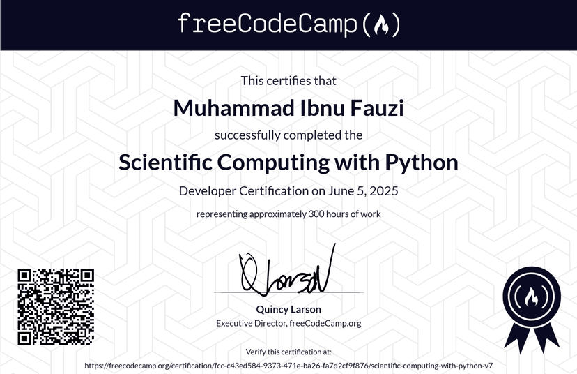 freeCodeCamp: Scientific Computing with Python Certificate